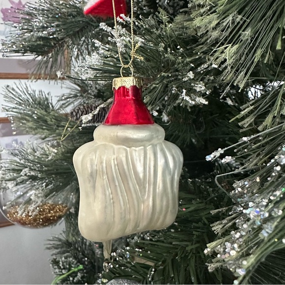 Vintage Blown Glass Father Christmas Santa Head Star Ornament Xmas Tree Red - Picture 2 of 8